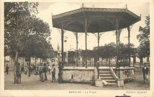 Algeria Zeralda animated square music pavilion vintage postcard