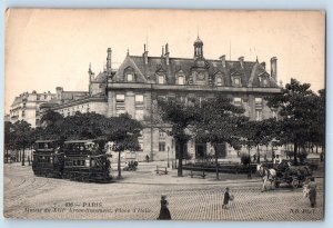 1910 Paris France Vintage Postcard Mairie Du XIII Arrondissement Place Streetcar