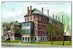 1909 St. Luke's Hospital Building Roadside Steps Cedar Rapids Iowa IA Postcard