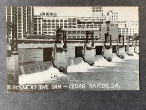 Scene At The Dam Cedar Rapids IA Chrome Postcard H1266083810