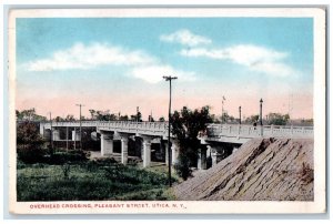 1918 Overhead Crossing Pleasant Street Bridge Utica New York NY Antique Postcard