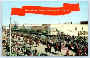 SHAMROCK, TX Texas ~ Route 66 ~ RANGE RIDERS PARADE c1960s Banner Postcard