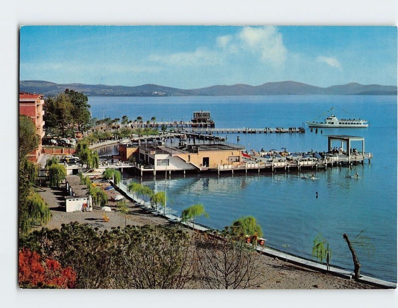 Postcard The Beach and Gran Bar Restaurant Lidò, Passignano Sul Trasimeno, Italy