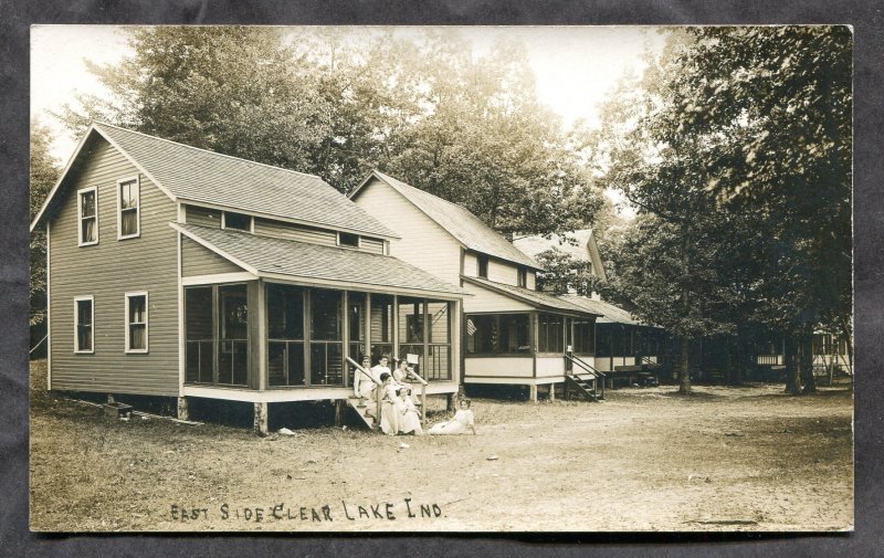 h2653 - East Side CLEAR LAKE Indiana 1910s Cottages Real Photo Postcard