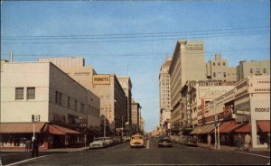 Fresno California CA Yellow Cab Street Scene c1950s Postcard