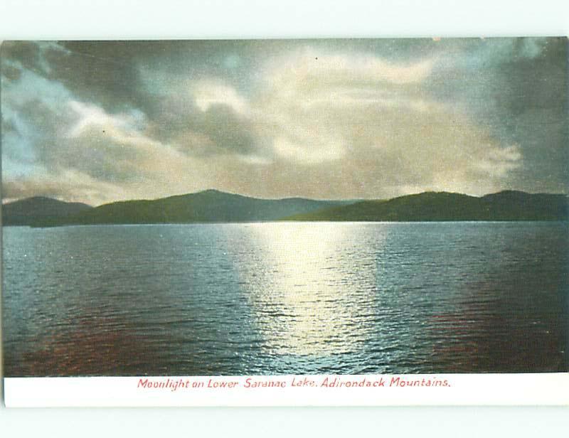 Unused Pre-1907 MOONLIGHT ON SARANAC LAKE Adirondack Mountains New York NY n5094