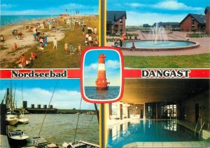 Germany nordseebad dangast multi view seaside swimming pool port boats Postcard