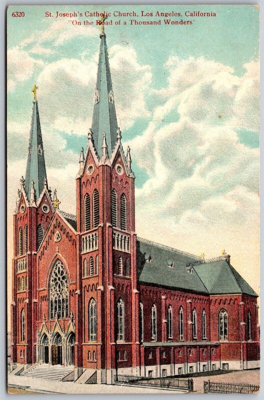 Vtg Los Angeles California CA St Josephs Catholic Church 1910s View Postcard