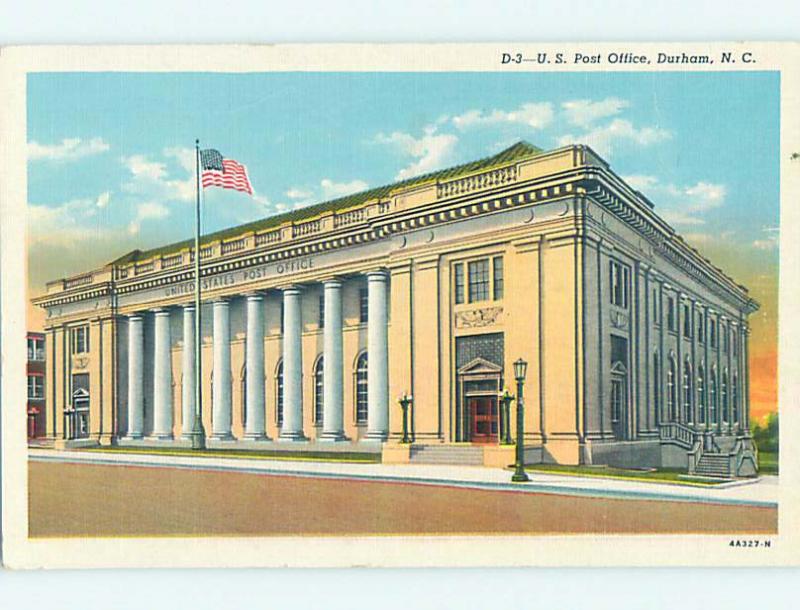 Unused Linen POST OFFICE SCENE Durham North Carolina NC hs1294