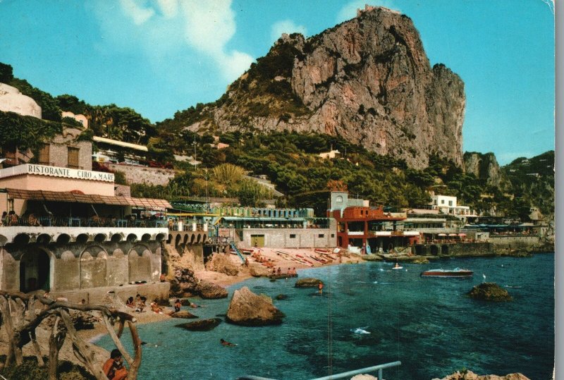 Postcard Marina Piccola Resort Town Beach Neighborhood In Capri Campania Italy