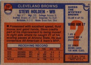 1976 Topps Football Card Steve Holden Cleveland Browns sk4220