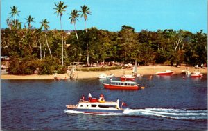 Vtg 1960s Oolooloo Bimbo Coral Garden Cruise Boat Nukumarau Island Fiji Postcard