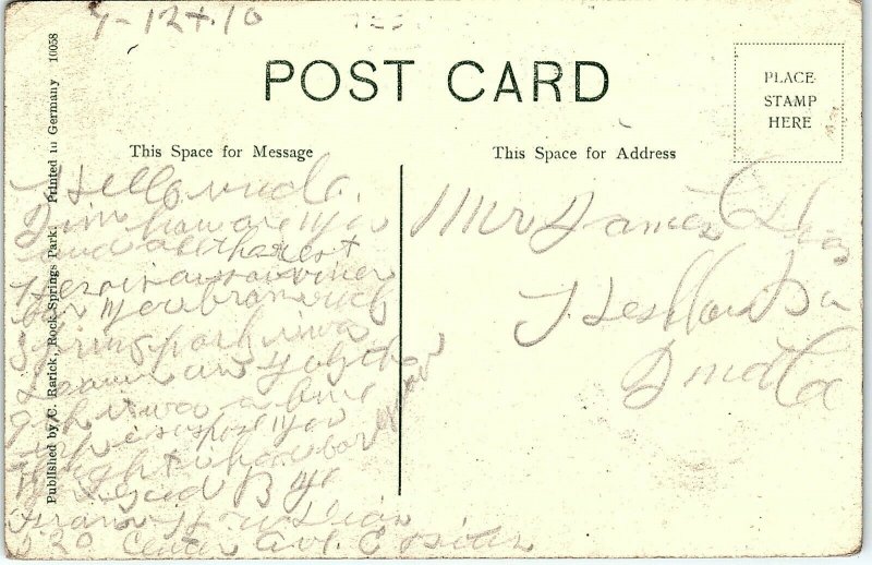 1910 Muelles Chester W. Virginia Rock Parque entrada Old Mill Teñido Tarjeta Postal 14-24 