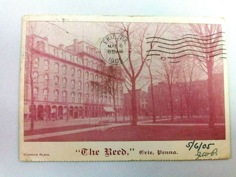 Vintage Postcard The Reed Hotel Erie PA Pennsylvania Conrad Klein Posted 1905