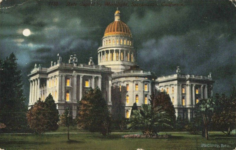 Postcard State Capitol by Moonlight Sacramento California 