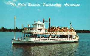 Vintage Postcard Palm Beaches Outstanding Attraction Paddlewheel Queen Florida