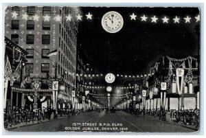 c1910's 15th Street BPO Elks Golden Jubilee Clocks Denver Colorado CO Postcard