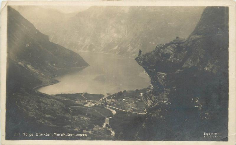 Norge Utsikten Merok Geiranger photo postcard Norway