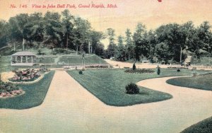 Vintage Postcard 1910 View In John Ball Park Grounds Zoo Grand Rapids Michigan