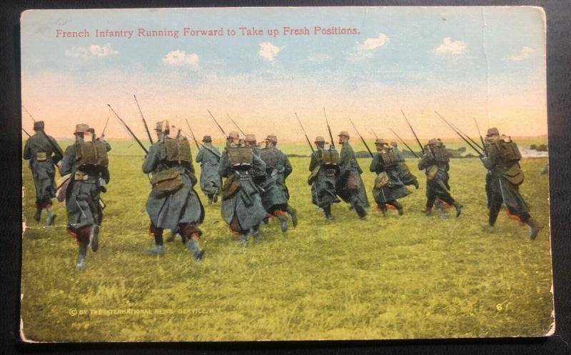 Mint USA Color Picture Postcard French Infantry Running Forward WW2