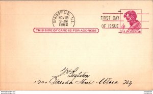 US Postal stationery 4c Springfield 1962