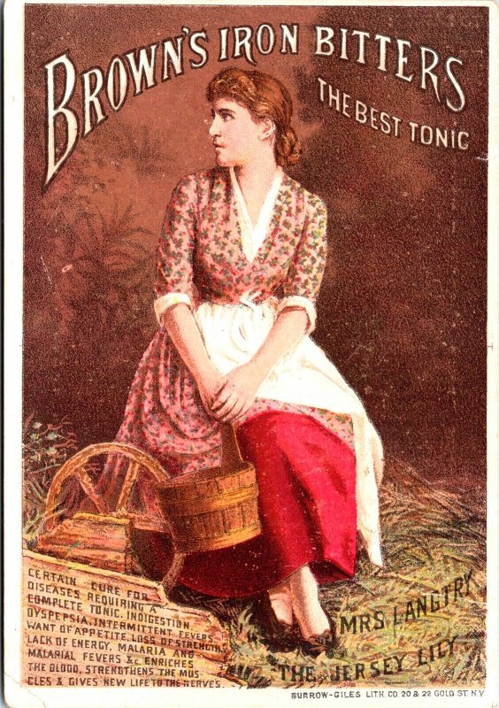 Vintage Brown's Iron Bitters Tonic Jersey Lily Antique Victorian Trade Card