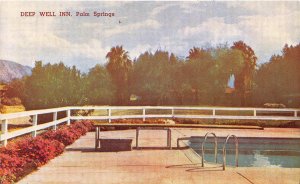 Palm Springs California 1950s Postcard Deep Well Inn Swimming Pool