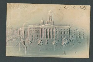 1909 Post Card NY Bklyn City Hall & Court House Mauve & Lt Gray Airbrushed---