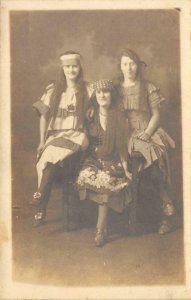 RPPC Edwardian Girls Gypsy Costumes Canada c1910s Vintage Photo Postcard