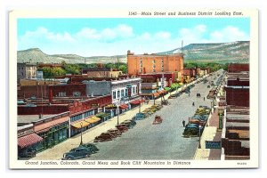 Main Street Business District Looking East Grand Junction Colorado Postcard 