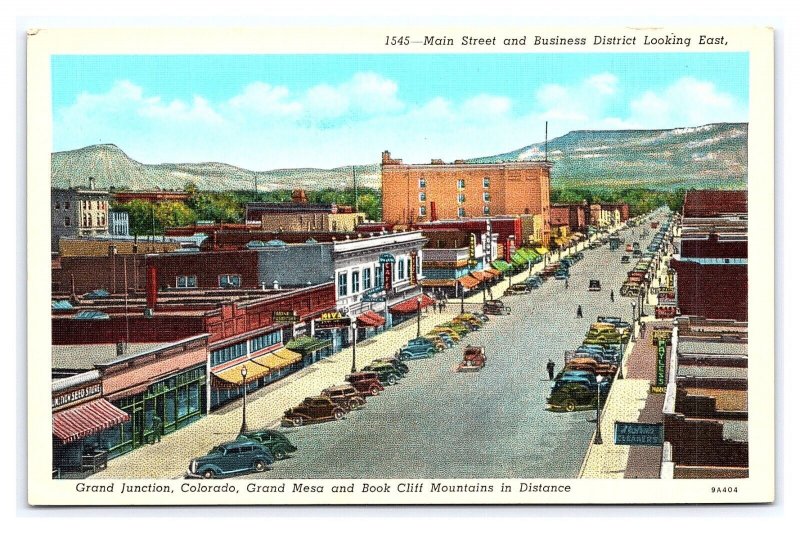 Main Street Business District Looking East Grand Junction Colorado Postcard 