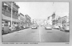 San Luis Obispo California Higuera Street Scene Antique Postcard K83129