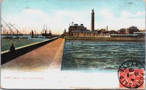 Egypt Port Said The Lighthouse Vintage Postcard C126