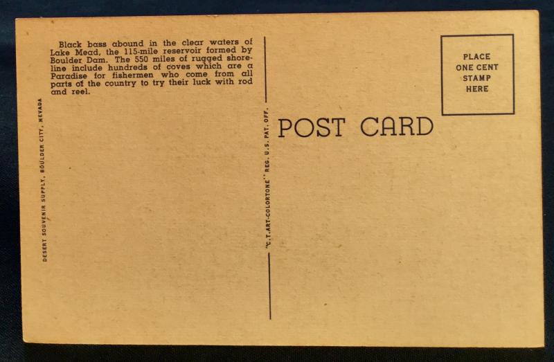 Postcard Used Fishing Lake Mead Boulder Dam NV LB