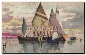 Postcard Old Boat Sailing Ship Anchor