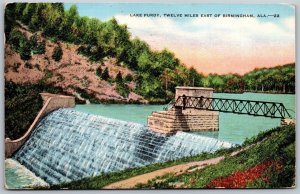 Vtg Birmingham Alabama Lake Purdy Water Works Reservoir 1940s View Postcard