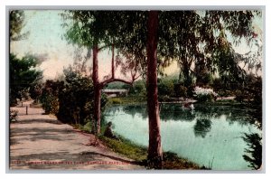 On The Banks Of The Lake Eastlake Park Los Angeles California c1909 Postcard