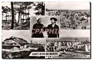 Modern Postcard Saint Jean de Monts beach and Foret Bourine suit maraichin