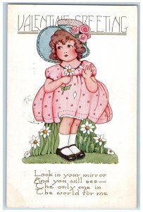 1924 Valentine Greeting Girl Motto Flowers Embossed Hagerstown MD Postcard