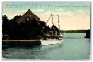 1916 Motorboat Sailing in Madawaska Island Thousand Islands Canada Postcard