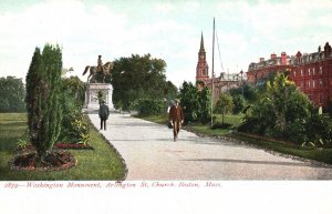 Vintage Postcard Washington Monument Arlington Street Path Boston Massachusetts