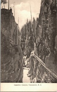 Vintage Postcard Capilano Canyon Vancouver BC Canada -  Wood Bridge Path