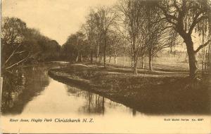 Vintage Postcard River Avon Hagley Park Christchurch New  Zealand Gold Medal Ser