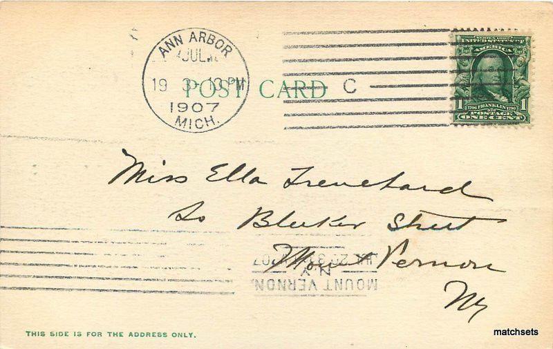 1907 Ann Arbor Michigan Courthouse Post Office Wahr postcard 6046