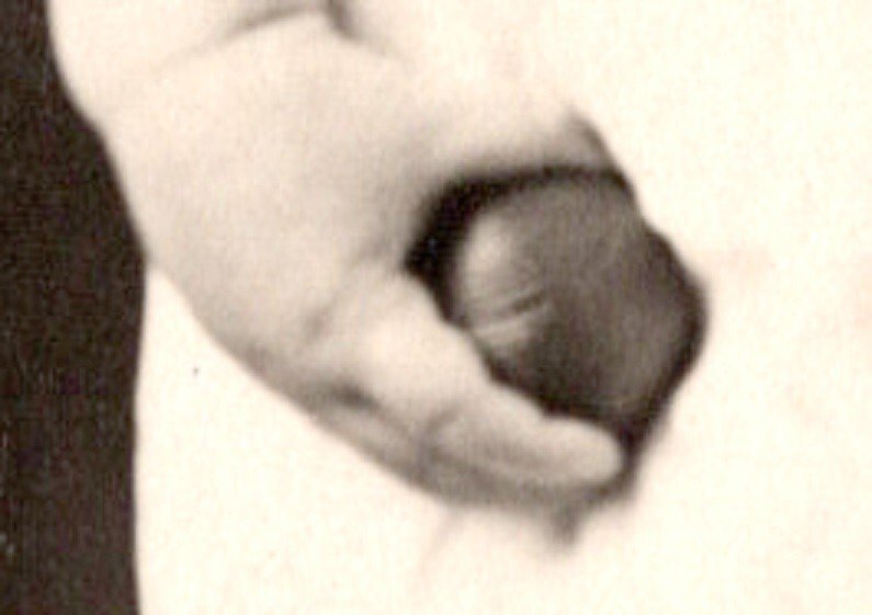 RPPC Baby Boy Holds Buckeye?~White Romper~Button Boots~Future Ohio State Fan