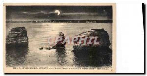 Old Postcard Saint Georges de Didonne night effect rocks