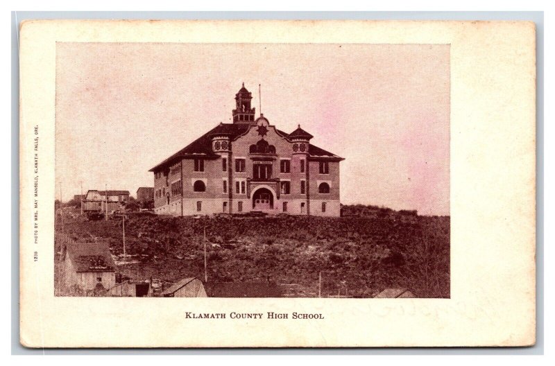 Klamath County High School Building Klamath Falls Oregon OR 1906 UDB Postcard V8