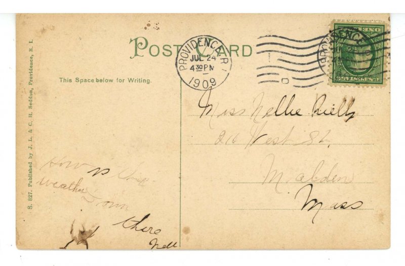 RI - Providence. Canal Showing State House ca 1909