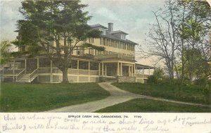 Postcard Canadensis Pennsylvania Spruce Cabin Inn #7729 Millar & Co 24-7372