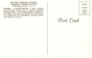 Chapel Auditorium Milton Hershey School Chocolate Town Pennsylvania Postcard